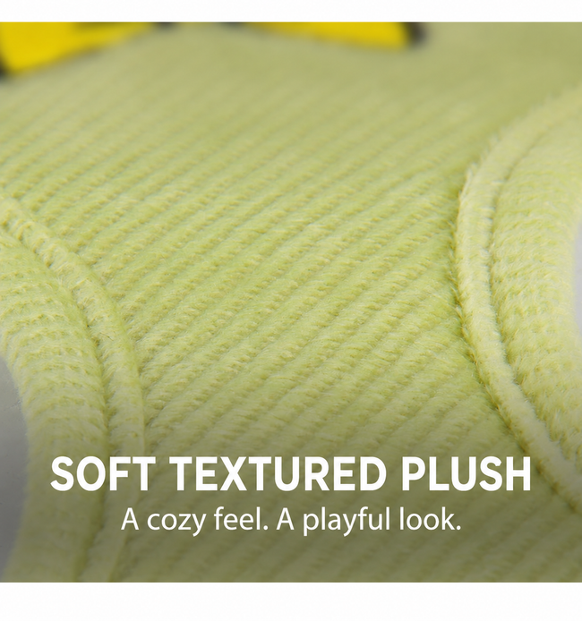 Close-up of the soft textured plush fabric
