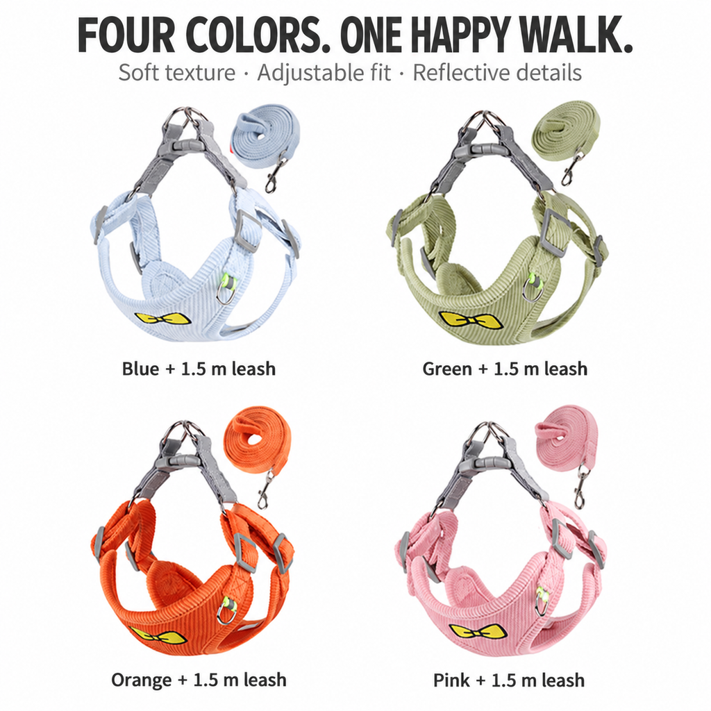 Soft Bow Dog Harness & Leash Set