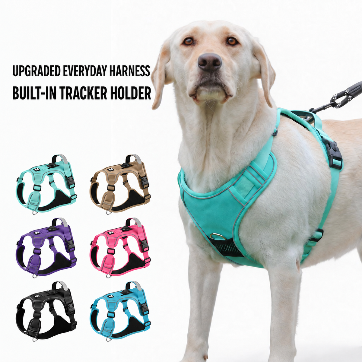 Adjustable Reflective Dog Harness with AirTag Holder
