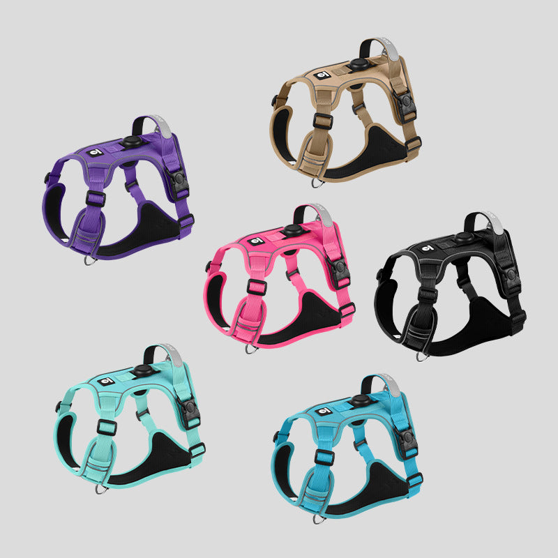 Adjustable Reflective Dog Harness with AirTag Holder