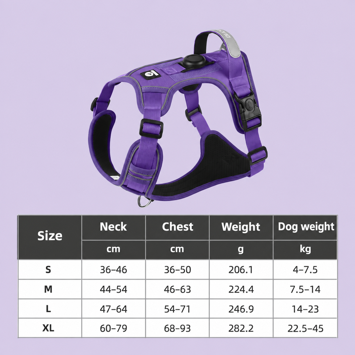 Adjustable Reflective Dog Harness with AirTag Holder