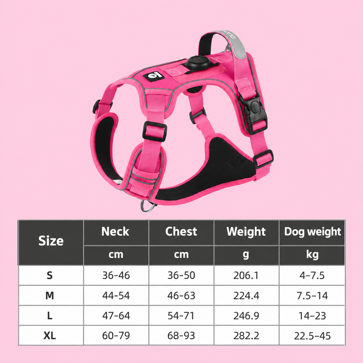Adjustable Reflective Dog Harness with AirTag Holder