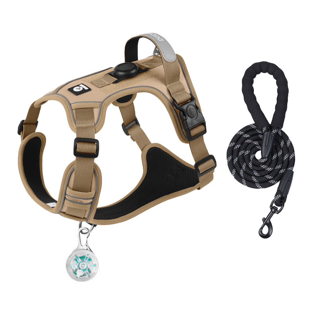 Reflective Dog Harness & Leash Set — Optional LED Light