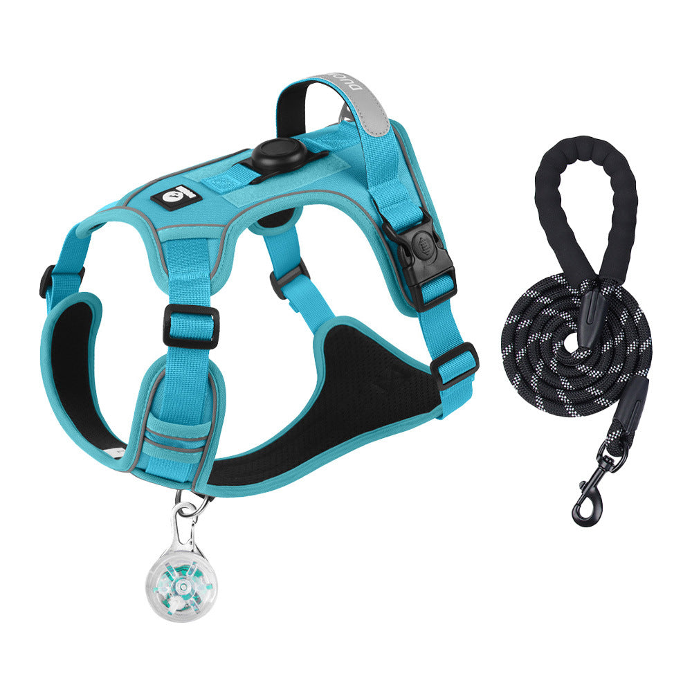 Reflective Dog Harness & Leash Set — Optional LED Light