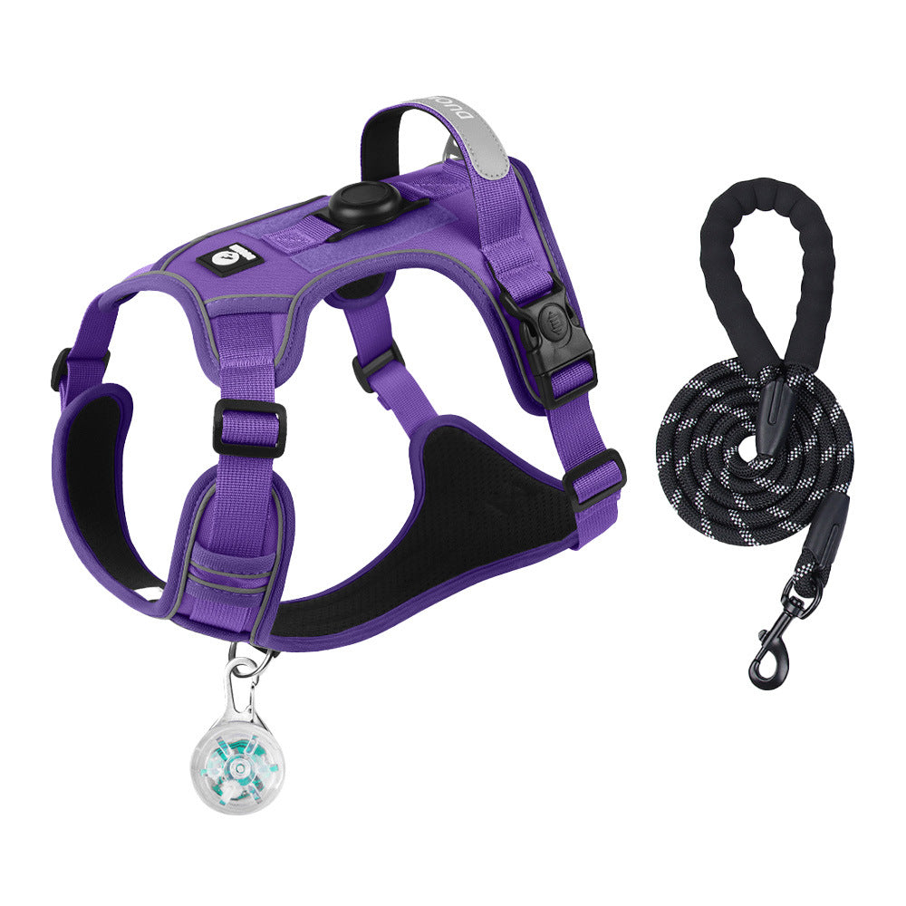 Reflective Dog Harness & Leash Set — Optional LED Light