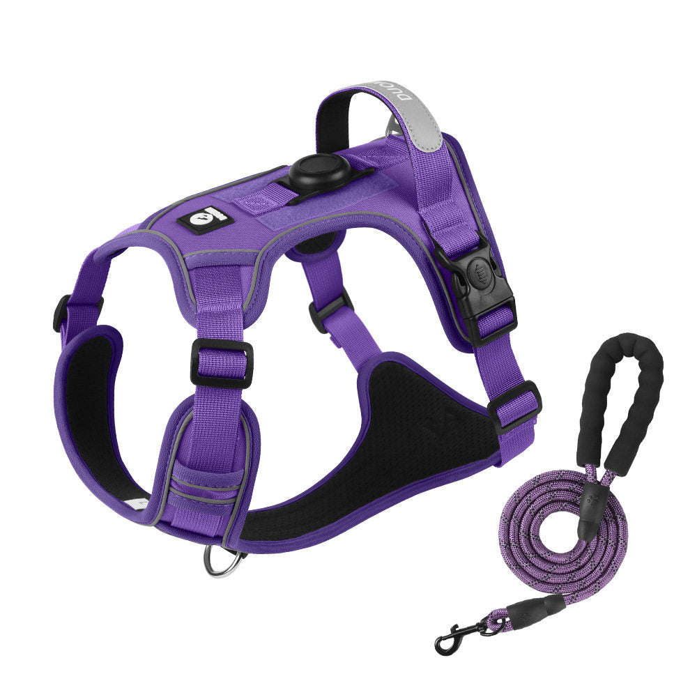 Reflective Dog Harness & Leash Set — Optional LED Light