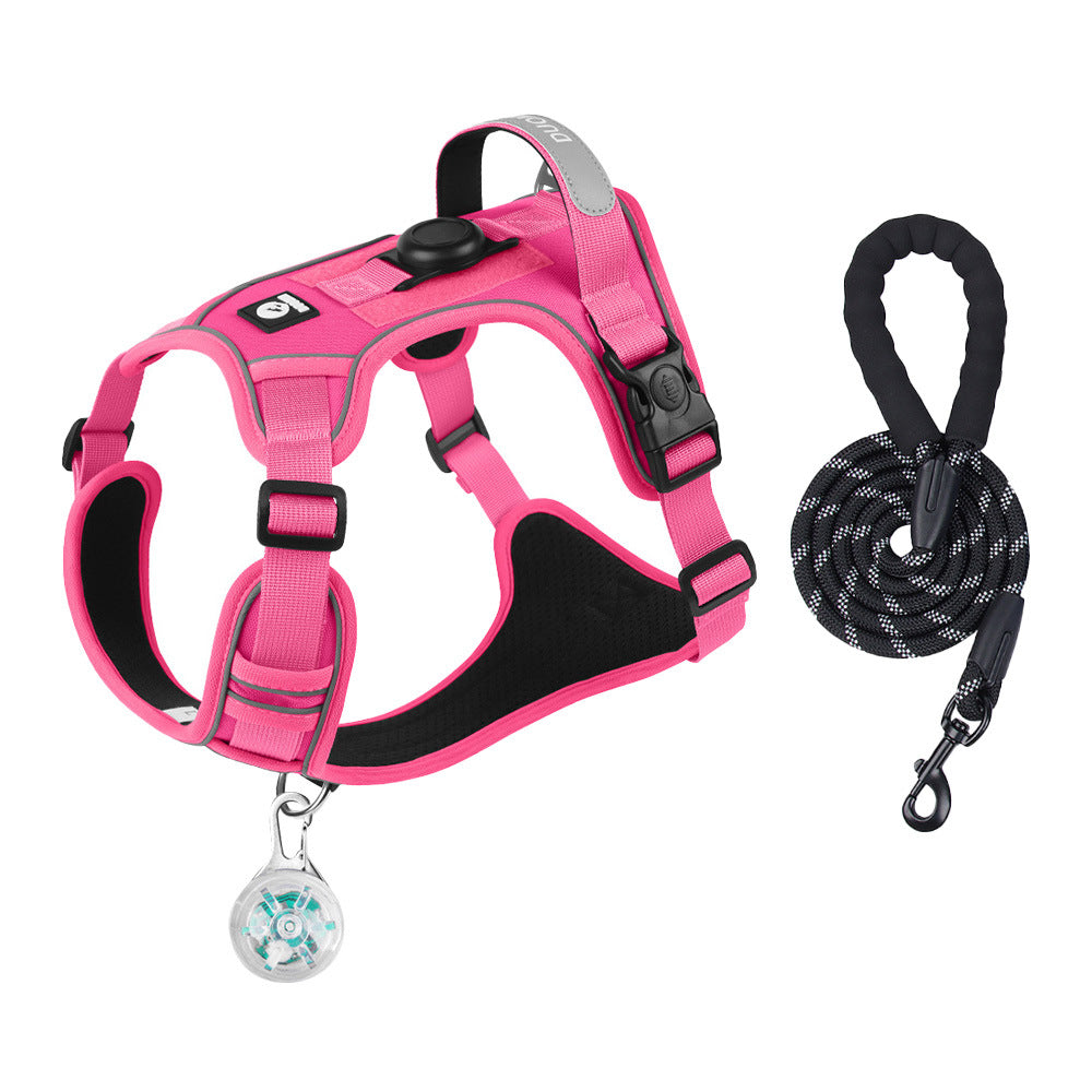 Reflective Dog Harness & Leash Set — Optional LED Light