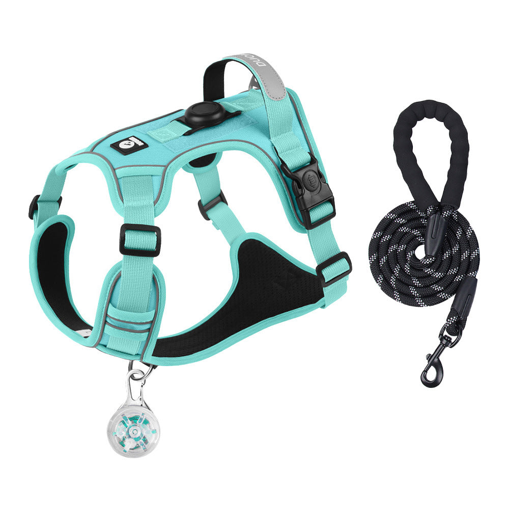 Reflective Dog Harness & Leash Set — Optional LED Light