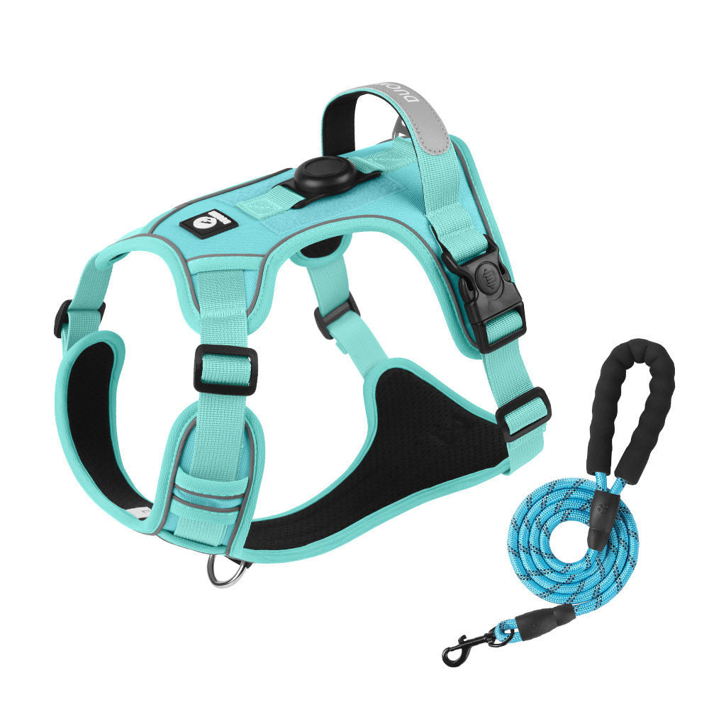 Reflective Dog Harness & Leash Set — Optional LED Light